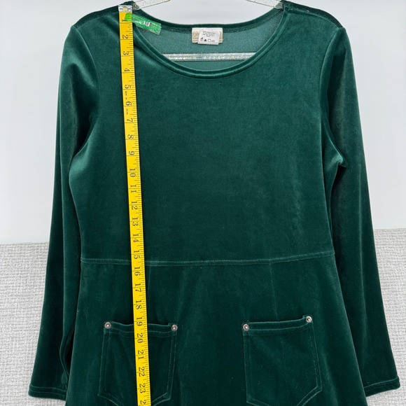 Coldwater Creek Velvet Long Sleeve Maxi Dress Emerald Green Women Sz M Cotgage - Picture 7 of 11